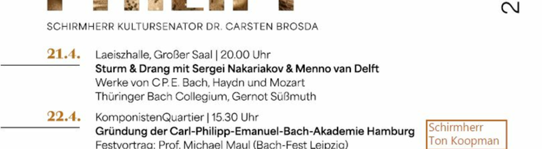 Εμφάνιση όλων των φωτογραφιών του Carl Philipp Emanuel Bach Festival Hamburg