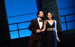 Kevin Godínez and Shan Hai in a scene from Mozart's "Don Giovanni"