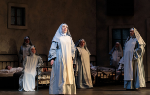 The Puccini Duo: Suor Angelica Puccini (SDO 2022-23) - Kyle Lang (dir), Tim Wallace (set), Ingrid Helton (schicchi costumes) - photo by Karli Cadel
