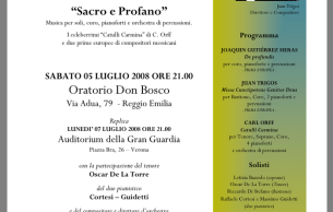 Catulli Carmina by Carl Orff, Per Tenore, Soprano, Coro,  4 pianoforti  e orchestra di percussioni. With Fondazione Arena di Verona.: Catulli Carmina Orff