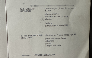 Concerto sinfonico diretto da Ignazio Alfarano solista Francesca Pagnini ( Flauto )