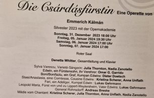 Silvester-Galas der Opernakademie: Die Csárdásfürstin Kálmán