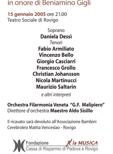 Concerto di beneficenza in onore di Beniamino Gigli: Concert Various