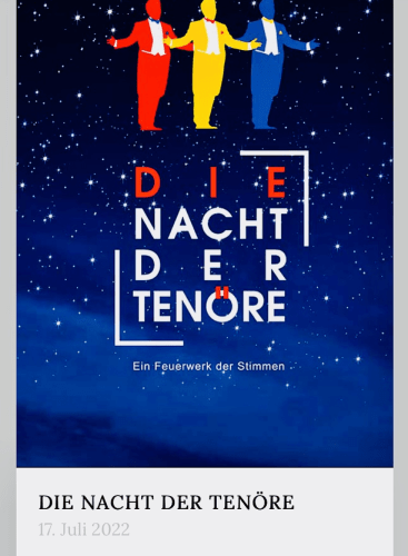"Die Nacht der Tenöre" at Seebühne Bremen.: Concert. Nayden Todorov-Conductor; Oscar de la Torre-Tenor; Holger Wemhoff-Moderation.