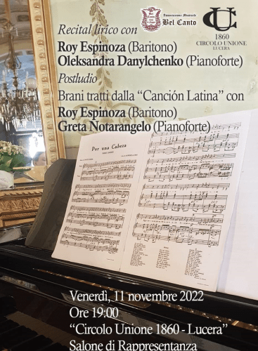 Recital Lirico del Baritono Roy Espinoza e Oleksandra Danylchenko (pianoforte): Recital