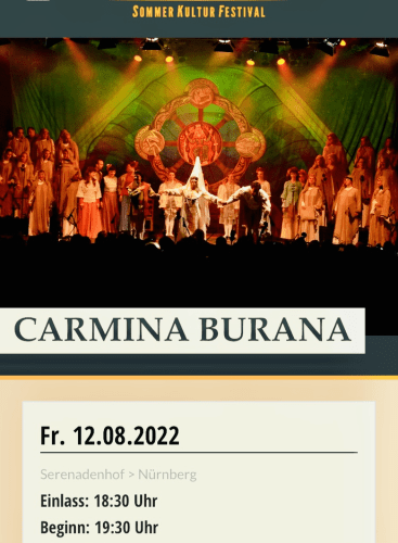 SERENADENHOF, der Saal des Nürnberger Symphonieorchesters: Carmina Burana, in Nürnberg.: Carmina Burana Orff