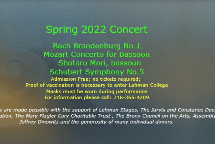 Spring 2022 Concert: Brandenburg Concerto No. 1 in F Major BWV 1046 Bach,JS (+2 More)
