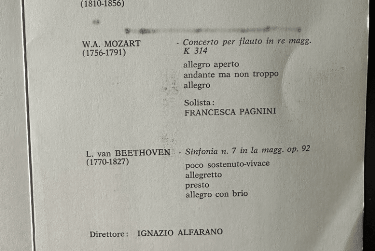 Concerto sinfonico diretto da Ignazio Alfarano solista Francesca Pagnini ( Flauto )