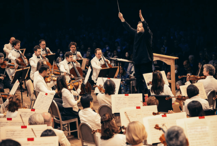 Andris Nelsons and the TMC Conducting Fellows lead the Tanglewood Music Center Orchestra in Shostakovich’s Symphony No. 5 Exterior of the Koussevitzky Music Shed with Tanglewood lawn