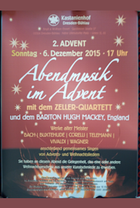 Adventskonzert: Lieder und Kammermusikabend. Werke von Bach, Buxtehude, Telemann, Vivaldi,Warlock, Wagner u.a.